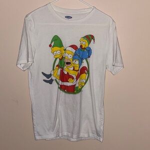 Old Navy White T-Shirt with Festive Cartoon Design